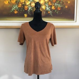 Faux suede short sleeve top